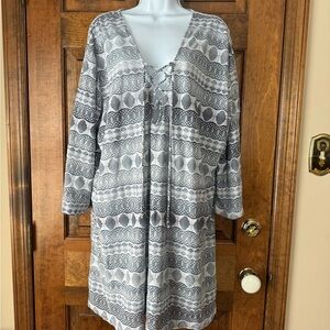 J. Valdi Gray & White Swimsuit Cover-Up w/Self-Tie Size 3X